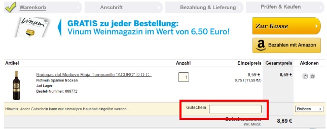 So lösen Sie einen ebrosia Gutschein/Rabattcode ein